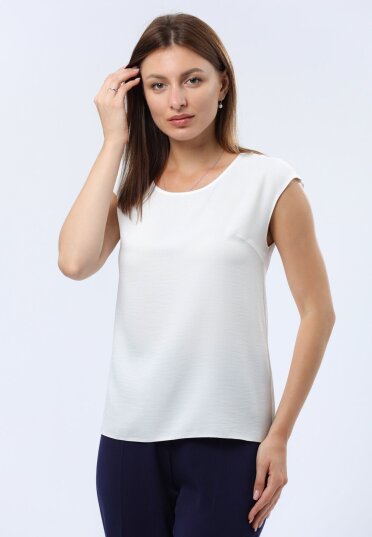 Белая блуза из легкой вискозной ткани жатка 1322