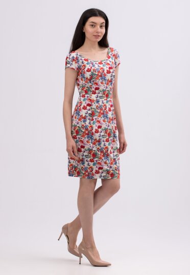 Сукня з легкого трикотажу з яскравим флористичним принтом 5695