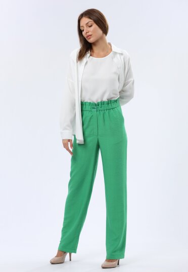 Яскраві зелені штани з кишенями та оригінальним поясом 7168