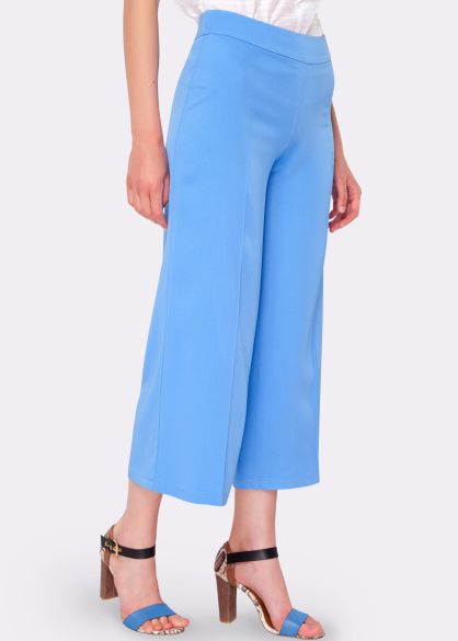 Блакитні брюки-кюлоти з натуральної віскозної тканини 7112c
