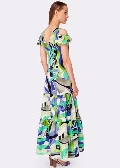 Літня сукня-сарафан максі з бавовни спідниця з оборками 5479