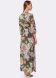 Сукня шифонова максі кольору хакі з квітковим принтом 5484, 44