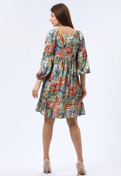 Ошатна сукня з віскозного атласу з акварельним малюнком 5746 (52) 2800000071684 фото