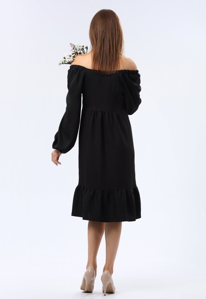 Чорна сукня вільного крою з широким воланом 5749 (42) 2800000072162 фото