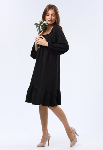 Чорна сукня вільного крою з широким воланом 5749 (42) 2800000072162 фото