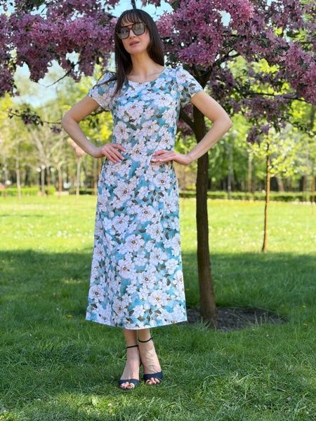 Сукня максі сіро-бірюзового кольору 5835с 3572400000012 фото