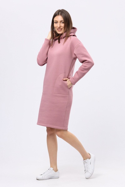 Бузково-рожева тепла сукня худи на флісі 5712р (52) 2800000066789 фото
