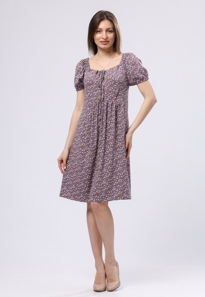 Літня бузкова сукня зі стрейч льону з дрібним квітчастим принтом 5733 (50) 2800000070328 фото