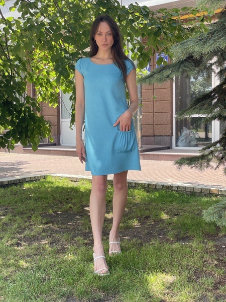 Яскрава блакитна сукня міні з віскозної тканини 5740 (52) 2800000070915 фото