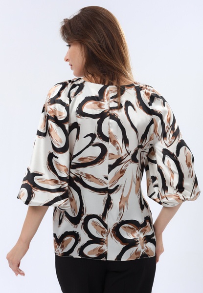 Атласна блуза з вирізом каре та об'ємними рукавами 1309 (42) 2800000071561 фото
