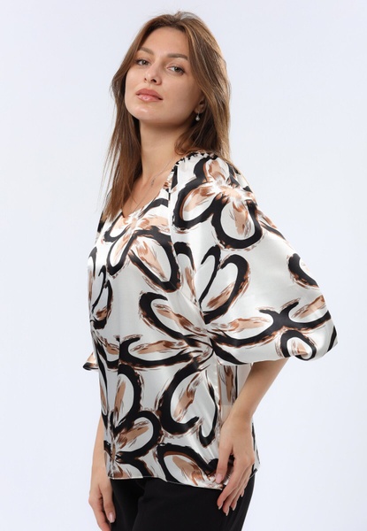 Атласна блуза з вирізом каре та об'ємними рукавами 1309 (42) 2800000071561 фото