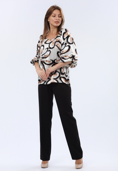 Атласна блуза з вирізом каре та об'ємними рукавами 1309 (44) 2800000071578 фото