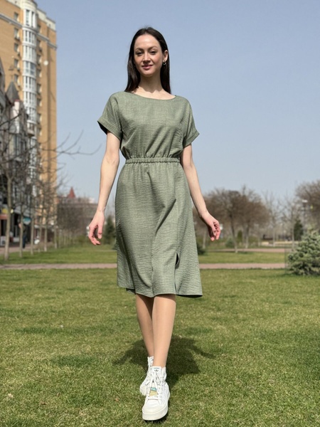 Сукня з суцільнокроєними рукавами кольору хакі 5769 (42) 2800000076788 фото