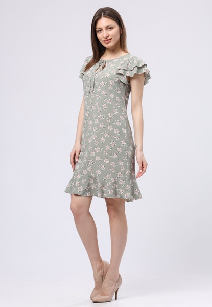 Легка світло-оливкова сукня міні з воланами 5734 (52) 2800000070397 фото