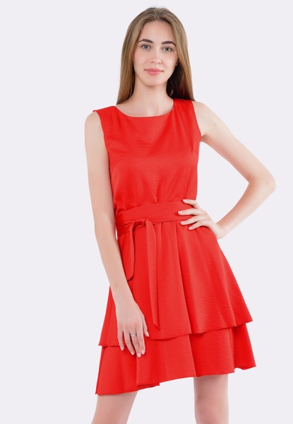 Червона сукня з двоярусною спідницею 5587k (42) 2800000048136 фото