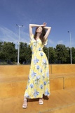 Жовта сукня максі з виразним квітковим принтом 5699 2800000064389 фото