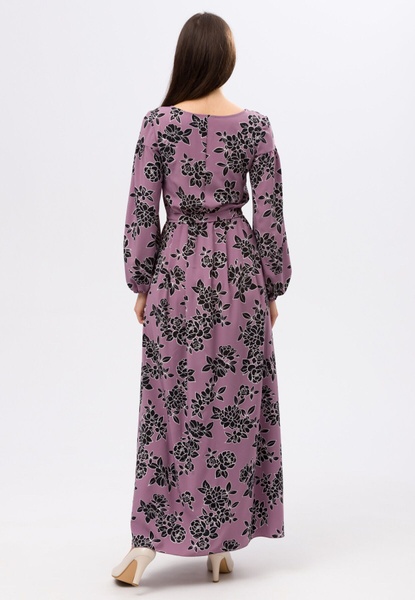 Бузкова сукня максі з контрастним квітковим принтом 5690 (52) 2800000063382 фото