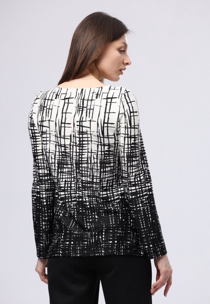 Чорно-біла трикотажна блуза з абстрактним принтом 1303 (52) 2800000068905 фото