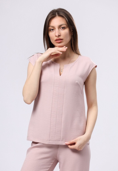 Ніжно-рожева блуза з віскозної тканини жатка 1304 (52) 2800000069490 фото