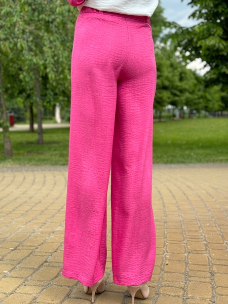 Легкі широкі рожеві штани на поясі 7180 (44) 2800000077914 фото