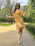 Жовта яскрава сукня з віскозного шифону з квітковим принтом 5774 1637230000013 фото