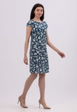 Синя сукня з льону з контрастним принтом 5701 (46) 2800000064402 фото