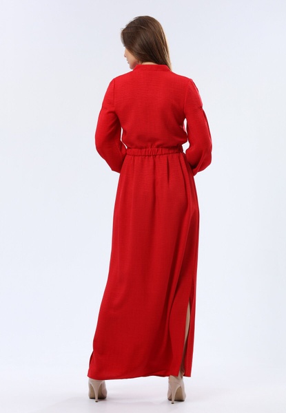 Червона сукня максі з віскозної тканини з фактурною жатою структурою 5752 (52) 2800000072513 фото