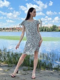 Біло-чорна сукня міні у квітковий принт 5782 1810540000014 фото