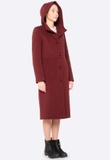 Утеплене бордове пальто з вовняної тканини з капюшоном 4420 (46) 2800000059910 фото