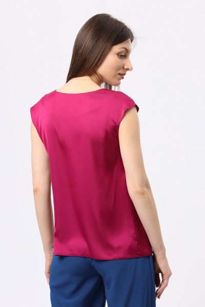 Атласна блуза малиново-червоного відтінку 1299 (48) 2800000067014 фото