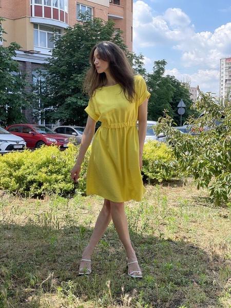 Літня жовта сукня з бавовняної тканини 5731 2800000070090 фото