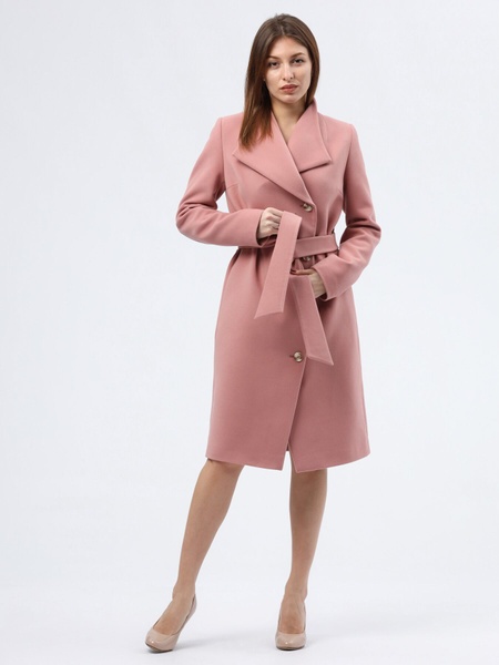 Рожеве демісезонне пальто з коміром апаш 4448 (52) 2800000075576 фото