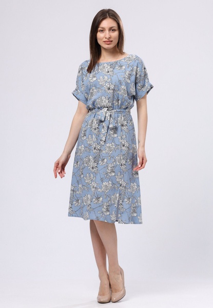 Синьо-блакитна сукня з льону з флористичним принтом 5732 (52) 2800000070144 фото
