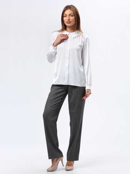 Перлинно-біла блуза з віскозного атласу 1311 (42) 2800000072681 фото