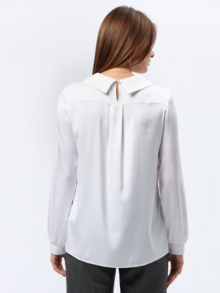 Перлинно-біла блуза з віскозного атласу 1311 (42) 2800000072681 фото