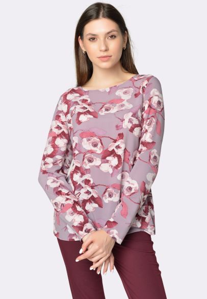 Шифонова блуза з великим квітковим принтом 1260