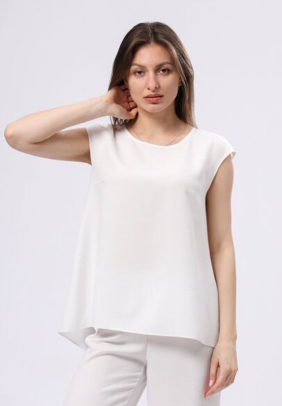 Біла легка блуза подовжена по спинці 1305