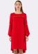 Сукня з костюмного жакарда насиченого червоного кольору з мереживною обробкою з гіпюру 5506, 46