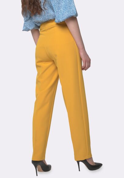 Жовті брюки з костюмної тканини з еластаном 7137o