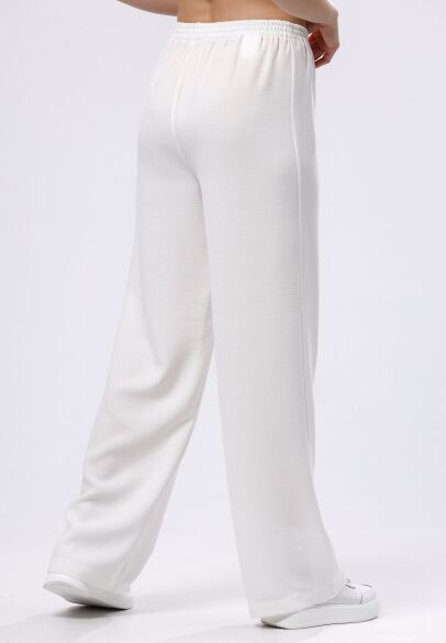 Білі легкі штани з віскозної тканини жатка 7162