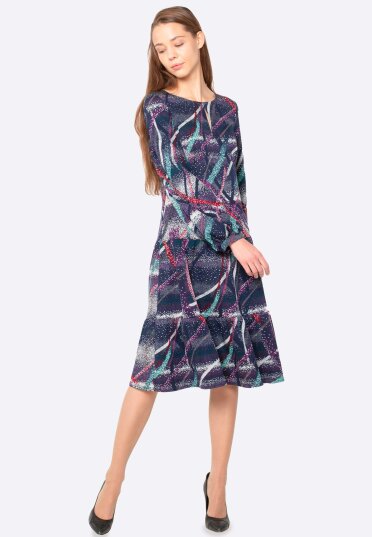 Трикотажна сукня міді з абстрактним принтом 5673