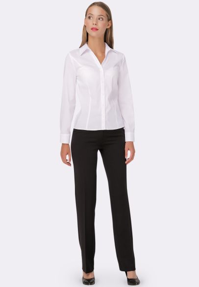 Блуза-рубашка белая с V-образным вырезом горловины 1222