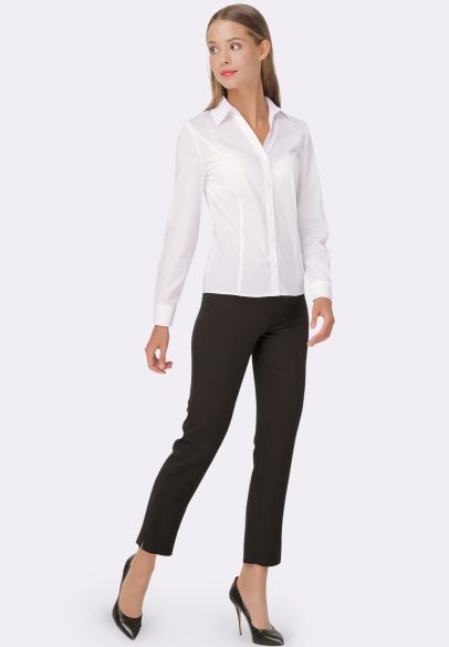 Блуза-сорочка біла з V-подібним вирізом горловини 1222