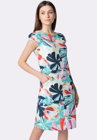 Літня сукня з льону флористичний принт 5606