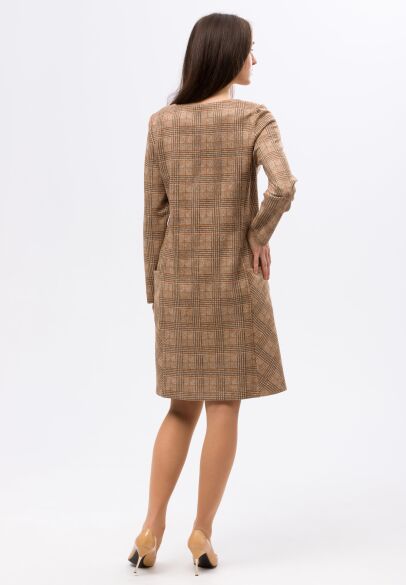 Светло-коричневое платье из экозамши 5688