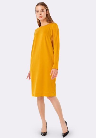 Сукня з трикотажу Дайвінг вільного крою кольору пряної гірчиці 5501
