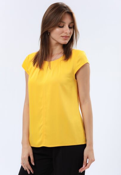 Яскрава жовта блуза з віскозної тканини 1306