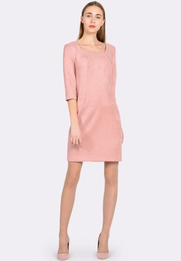 Платье из экозамши нежно-розового цвета 5560