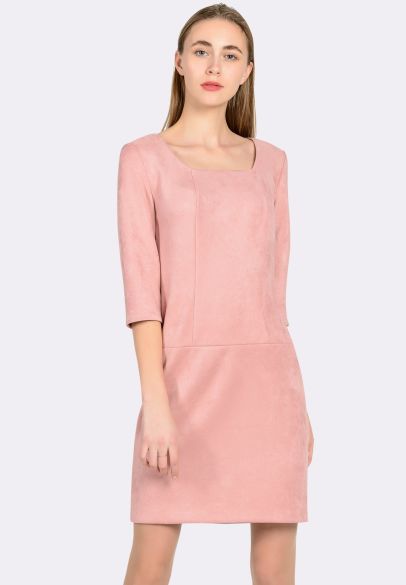 Сукня з екозамші ніжно-рожевого кольору 5560