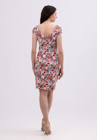 Платье из легкого трикотажа с ярким флористическим принтом 5695